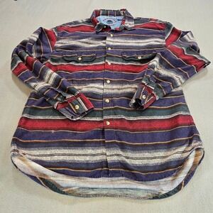 Woodhouse Mens Flannel Shirt Medium Multicolor Striped Cotton Button Down
